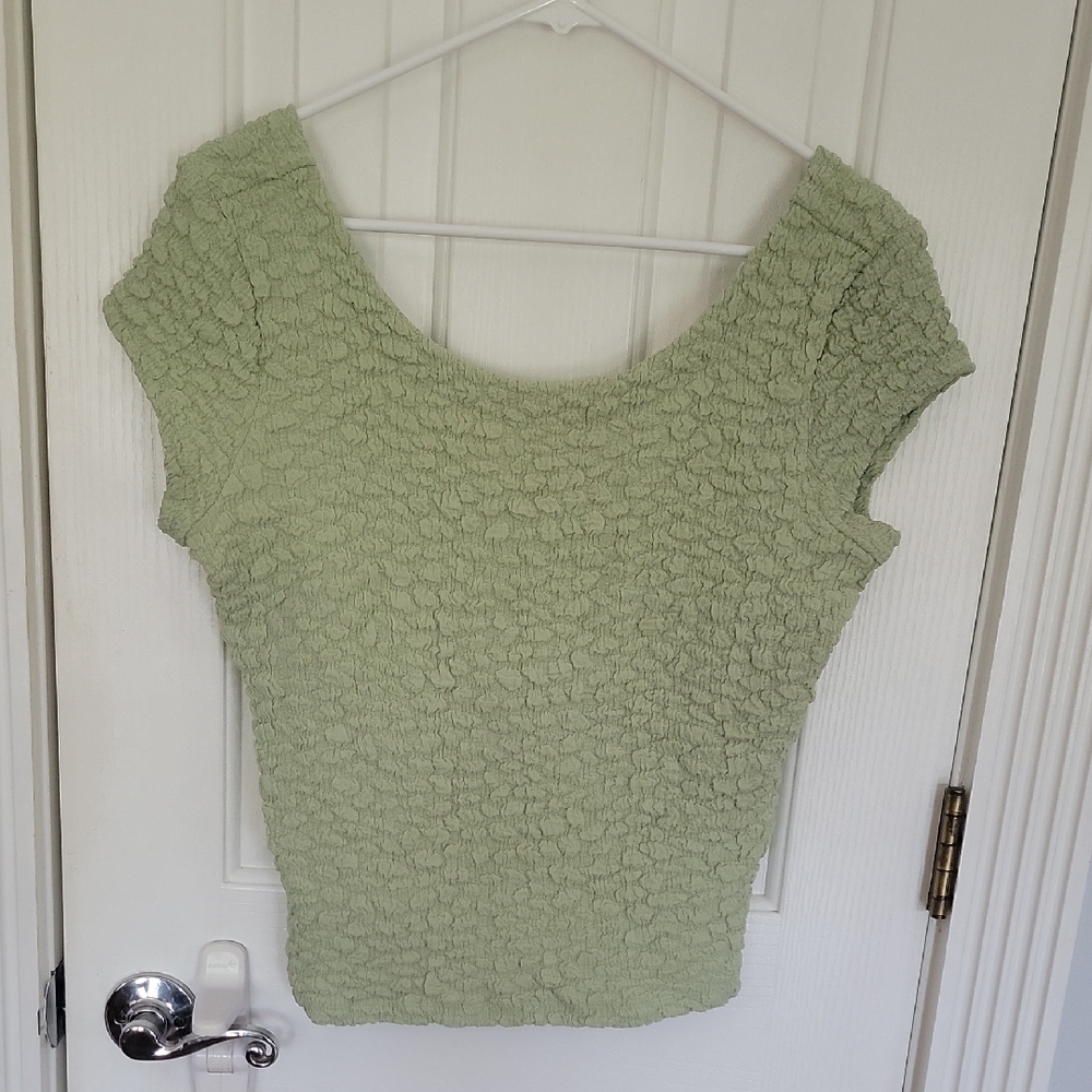 Maeve Green Textured Shirt Top Small S Anthropologie